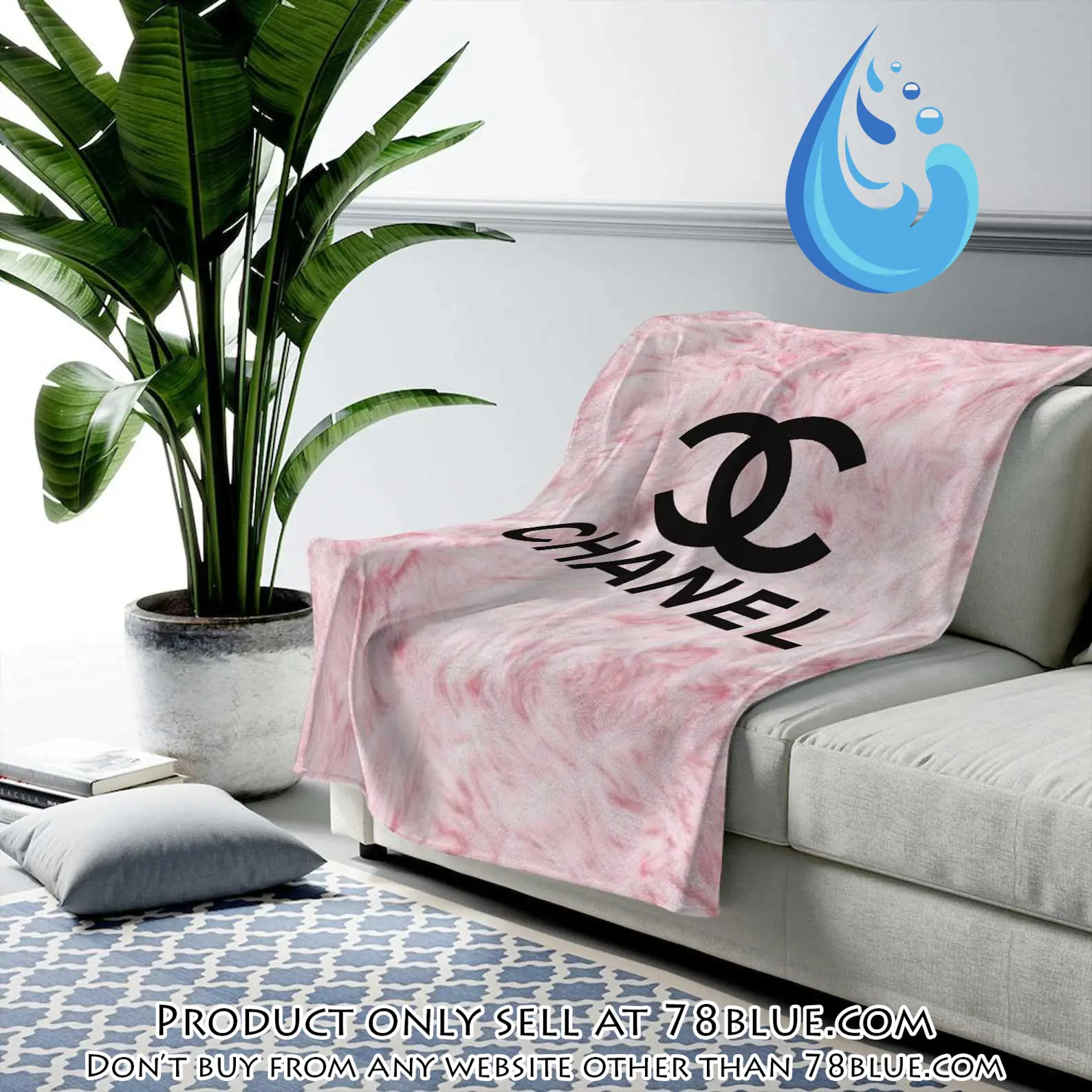 Chanel pinky fashion luxury brand premium blanket fleece home decor 78b5641328